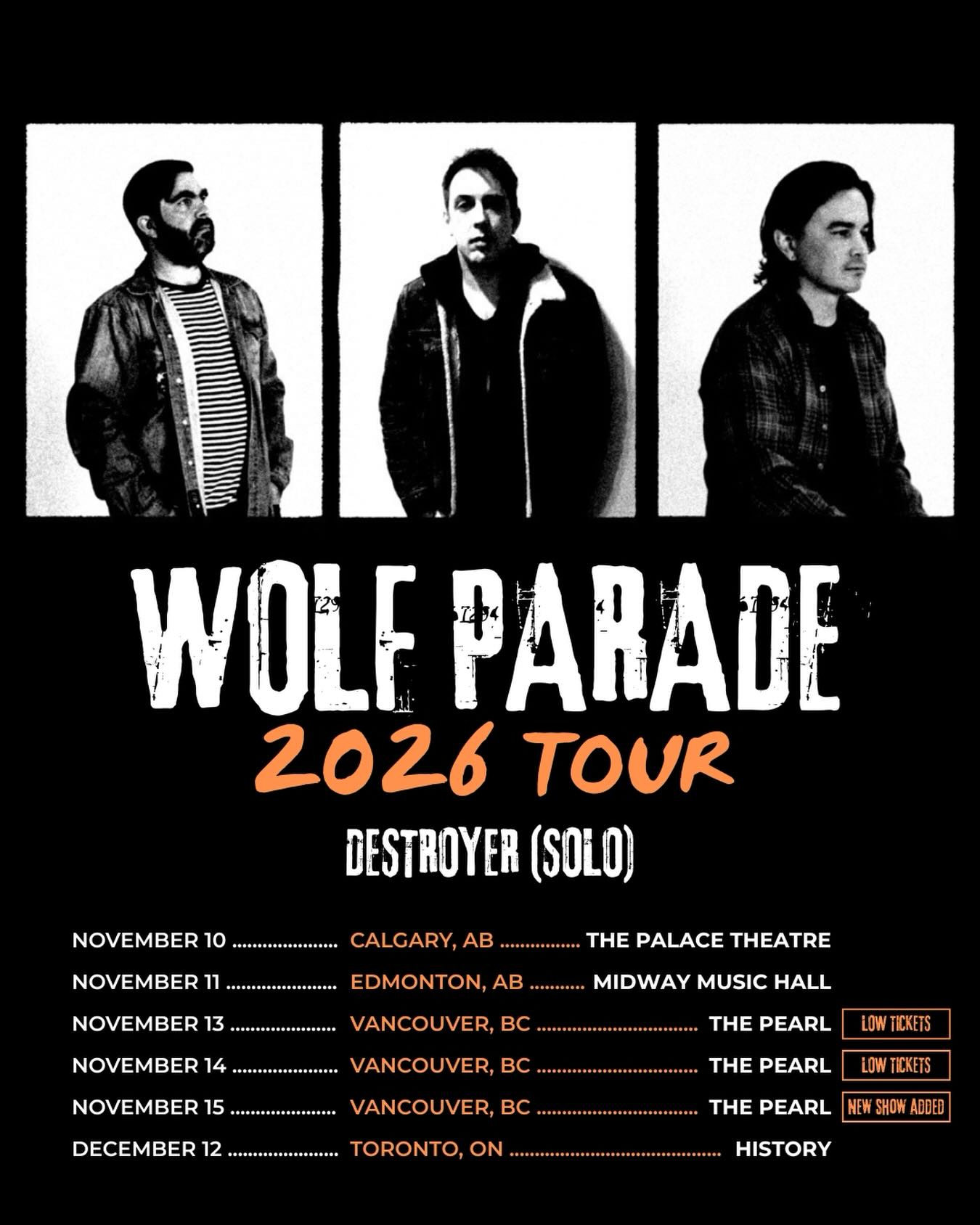 Wolf Parade Tour Poster 2026